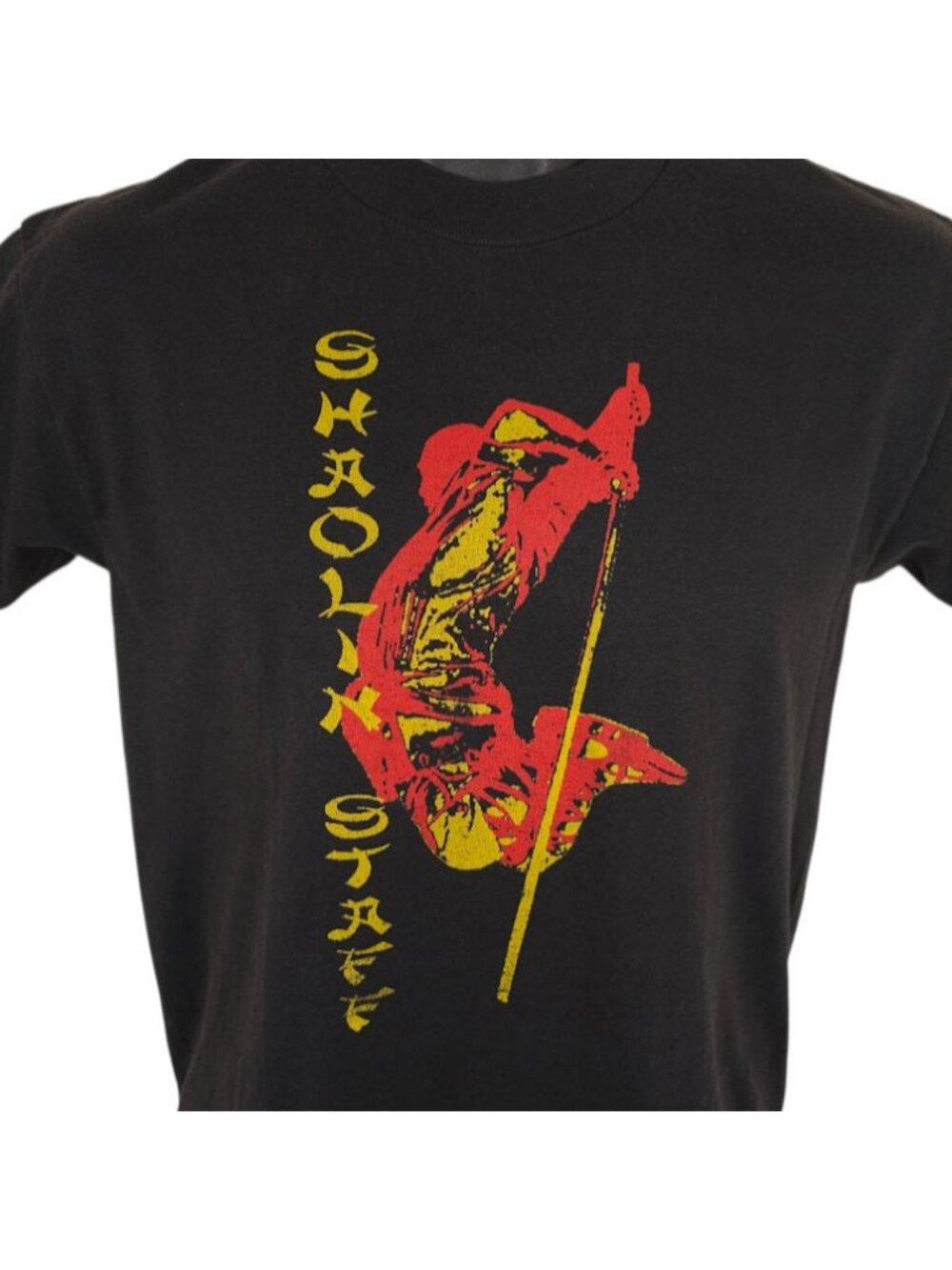 Vintage Shaolin Staff T Shirt Mens Size XS Black 90s Kung Fu Martial Arts